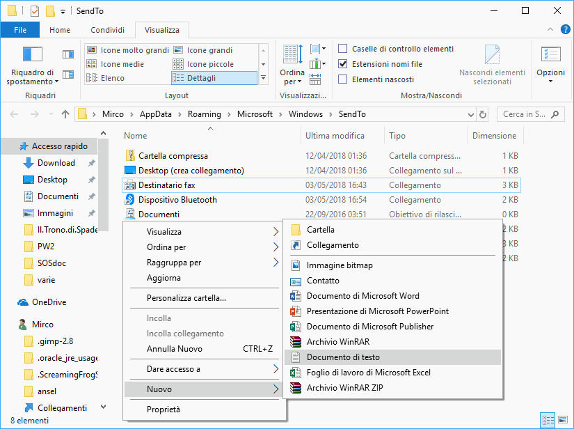 Ripristinare destinatario posta nel menu Invia a di Windows